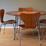 Set of Four Teak 3107 Dining Chairs by Arne Jacobsen for Fritz Hansen Denmark