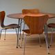 Set of Four Teak 3107 Dining Chairs by Arne Jacobsen for Fritz Hansen Denmark