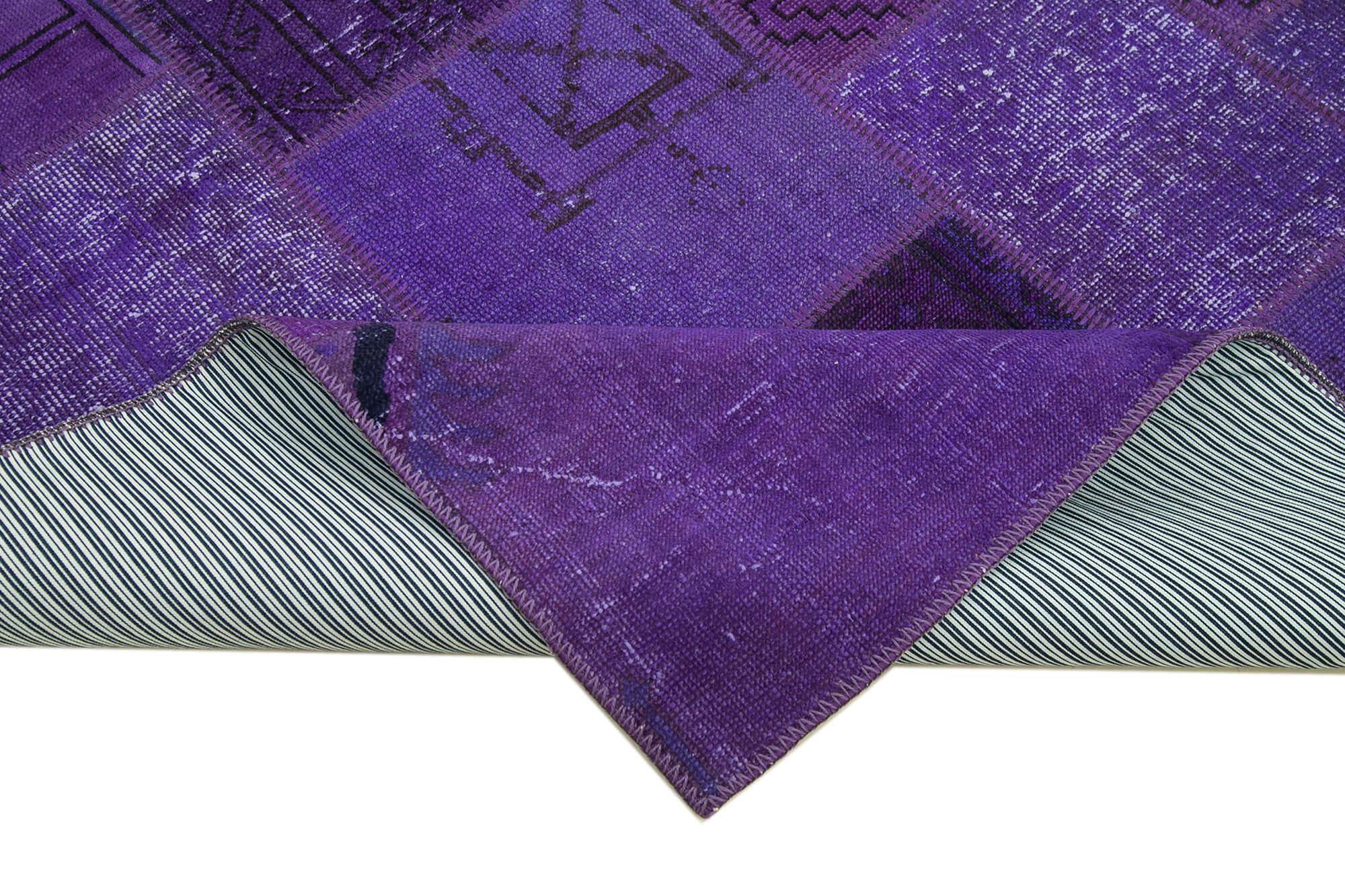 Handmade anatolian vintage 171 cm x 241 cm purple patchwork carpet