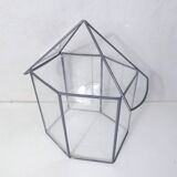 Glass terrarium mini cactus greenhouse in glass and metal