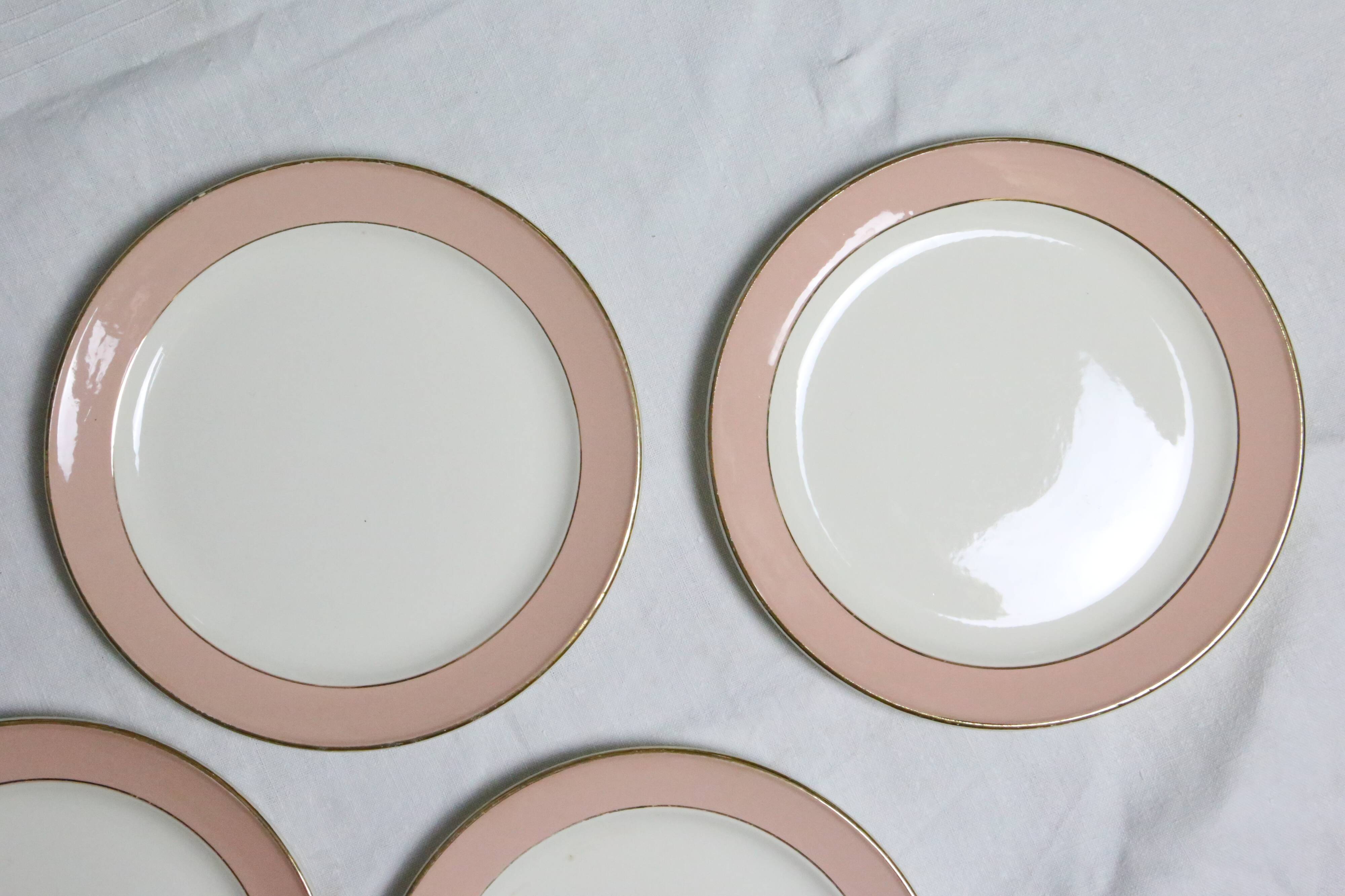 Deep plate service x6, Santos service, pink, Villeroy and Boch, vintage