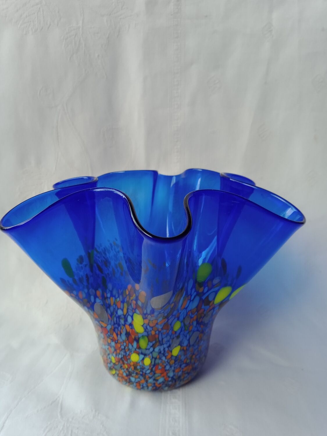 Speckled blue murano vase