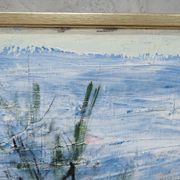 Scandinavian modern painting, signed,  1990s, oil on canvas, framed