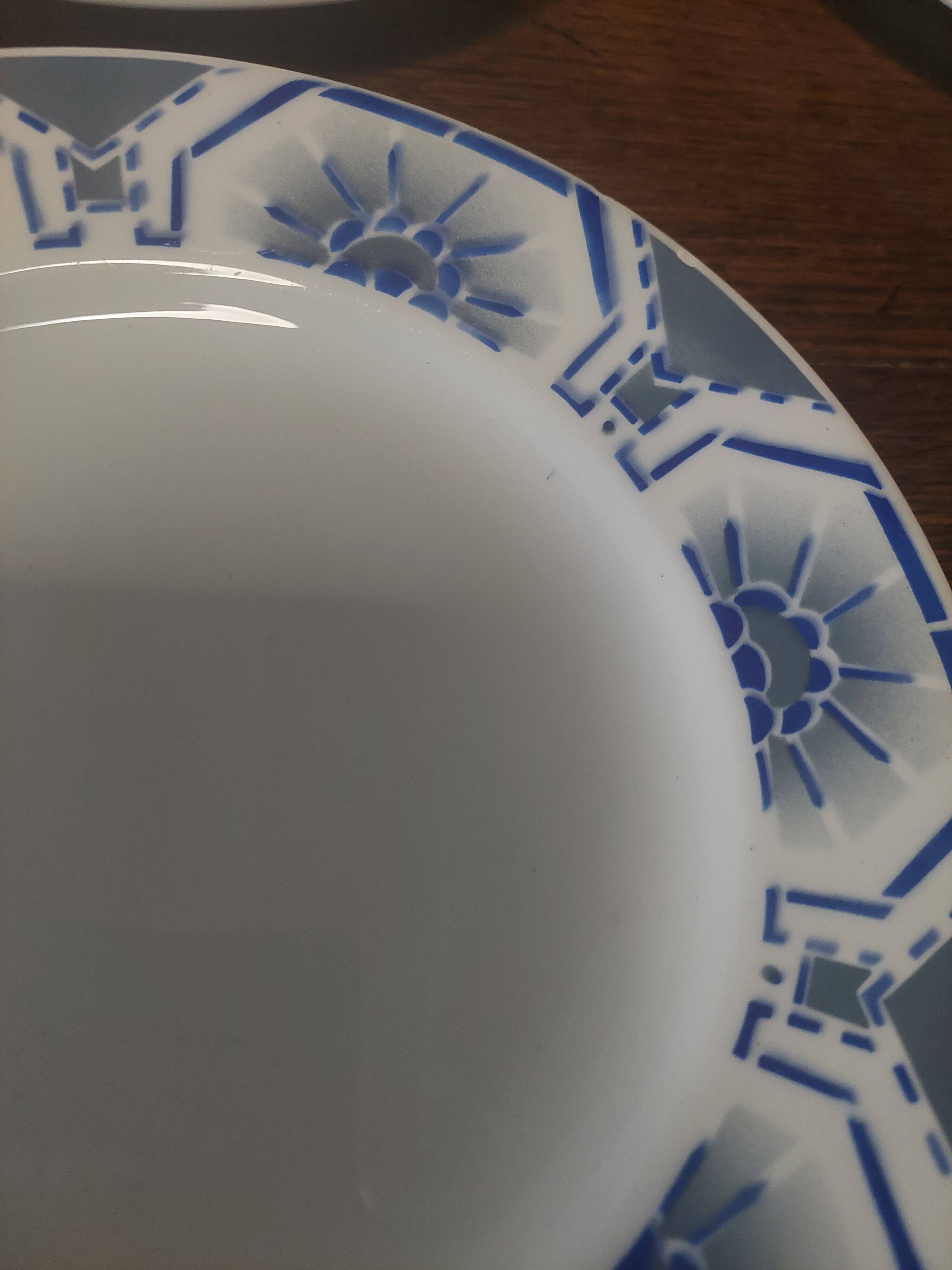 Flat plates set of six ironstone Saint Amand Egypt decoration
