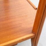 Scandinavian serving table on wheels made of wood and glass, Swedish design 1960.