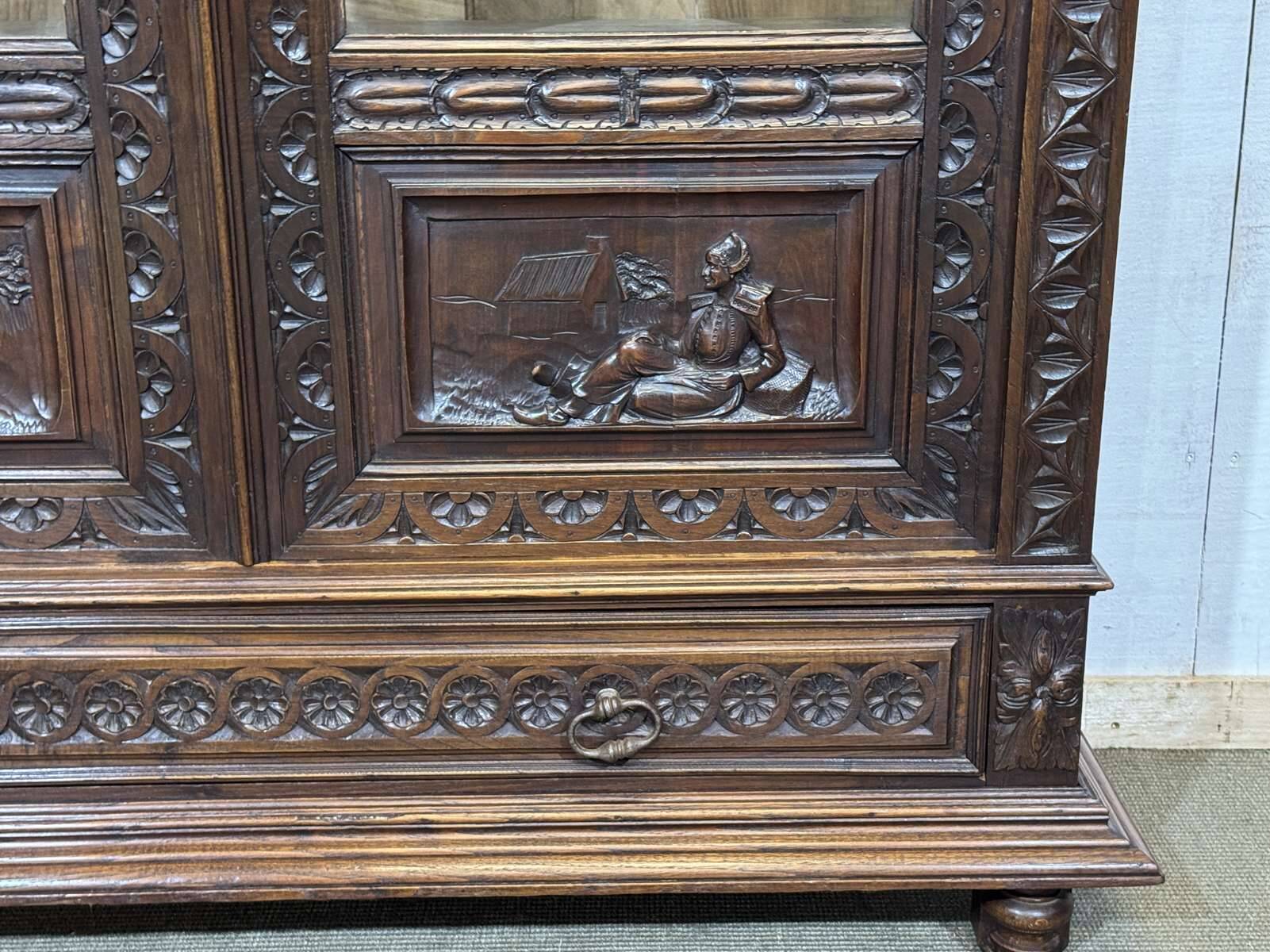 Breton library from the early 20th century in chestnut wood