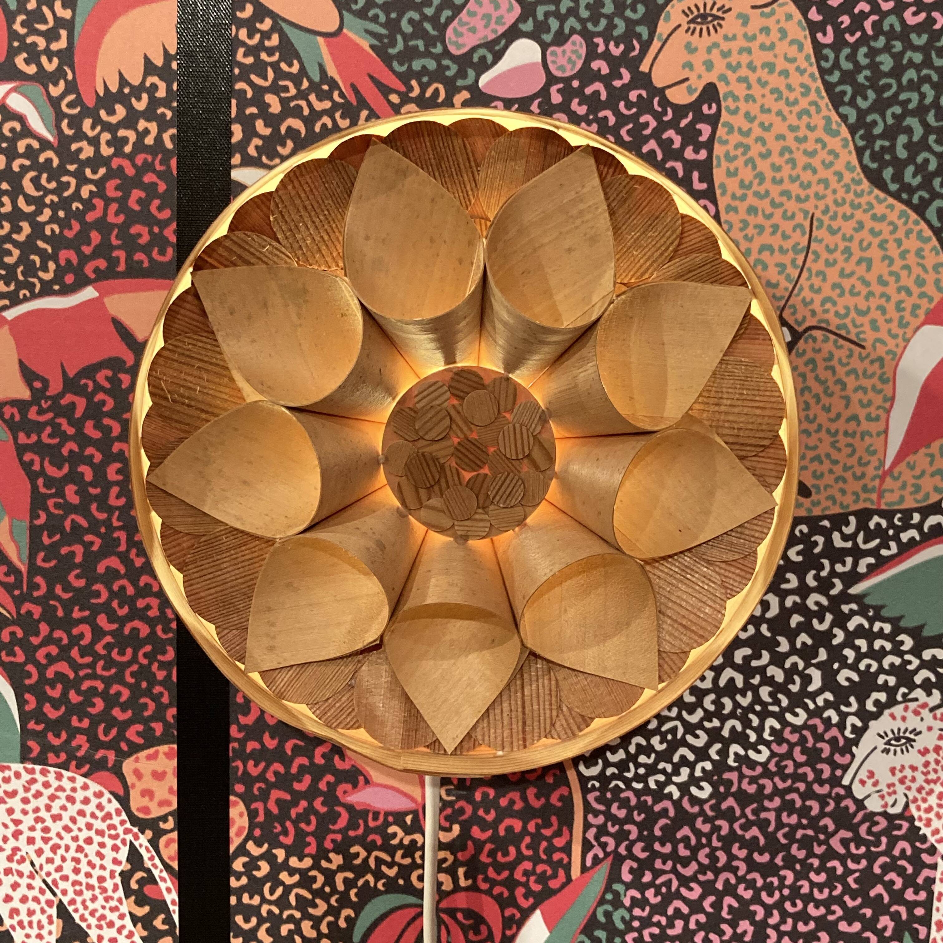 Large wooden wall light, Scandinavian design, 1950s.