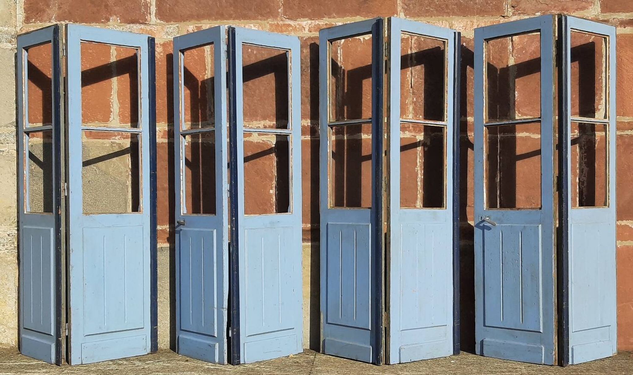 Portes doubles, deux battants, bois massif (Lot de 4)
