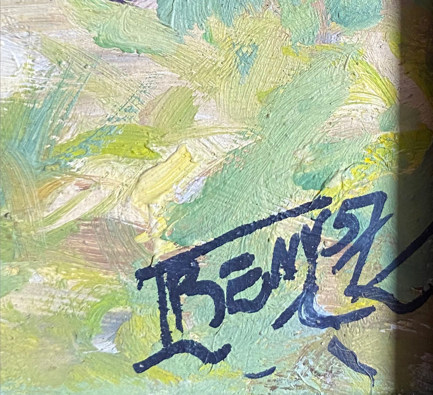 Table HSP 1957 "Fishing village" Congo signed Orientalist Africa