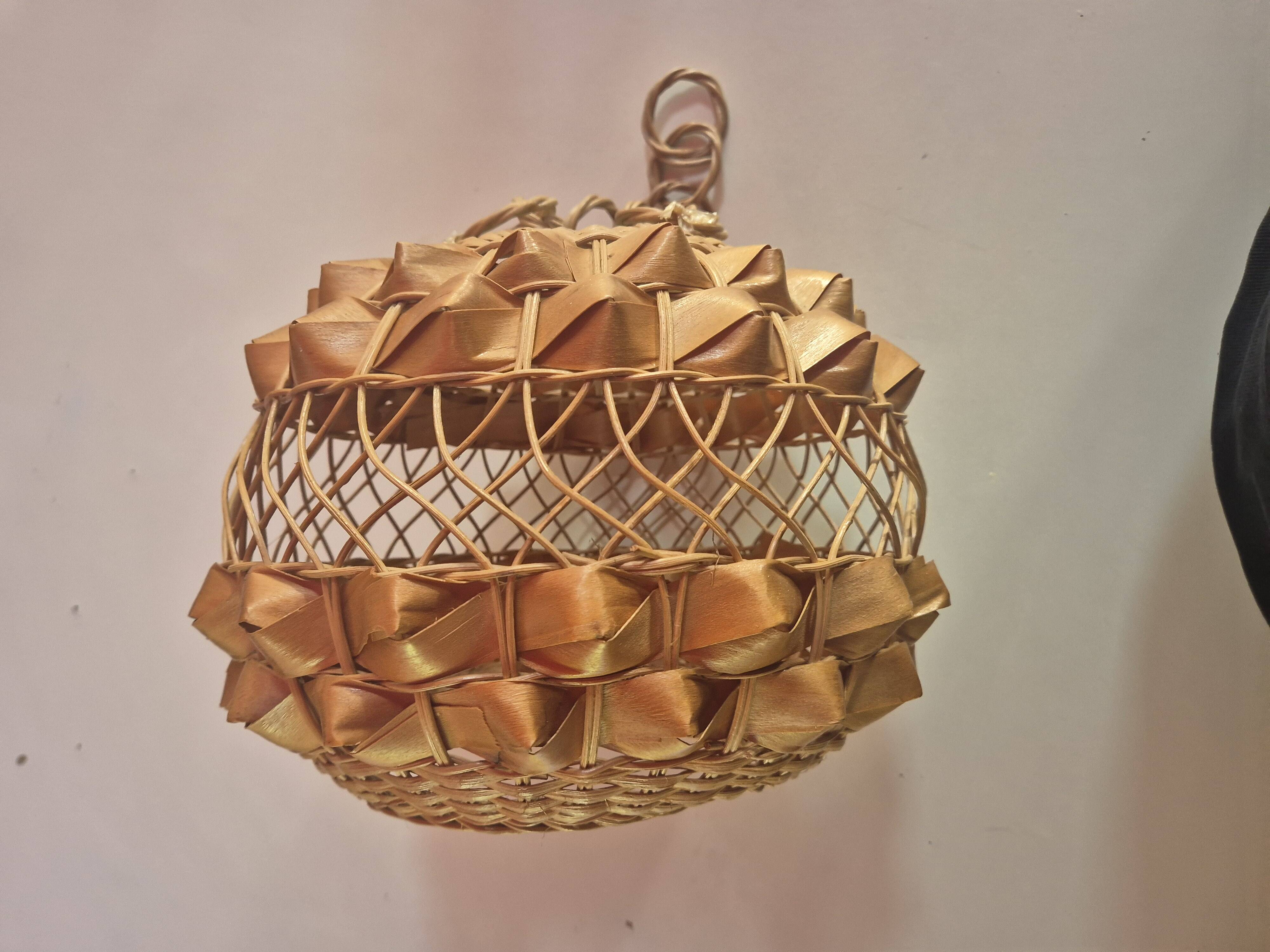 60s rattan wicker pendant light