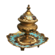 Enamel inkwell partitioned on bronze early 20th