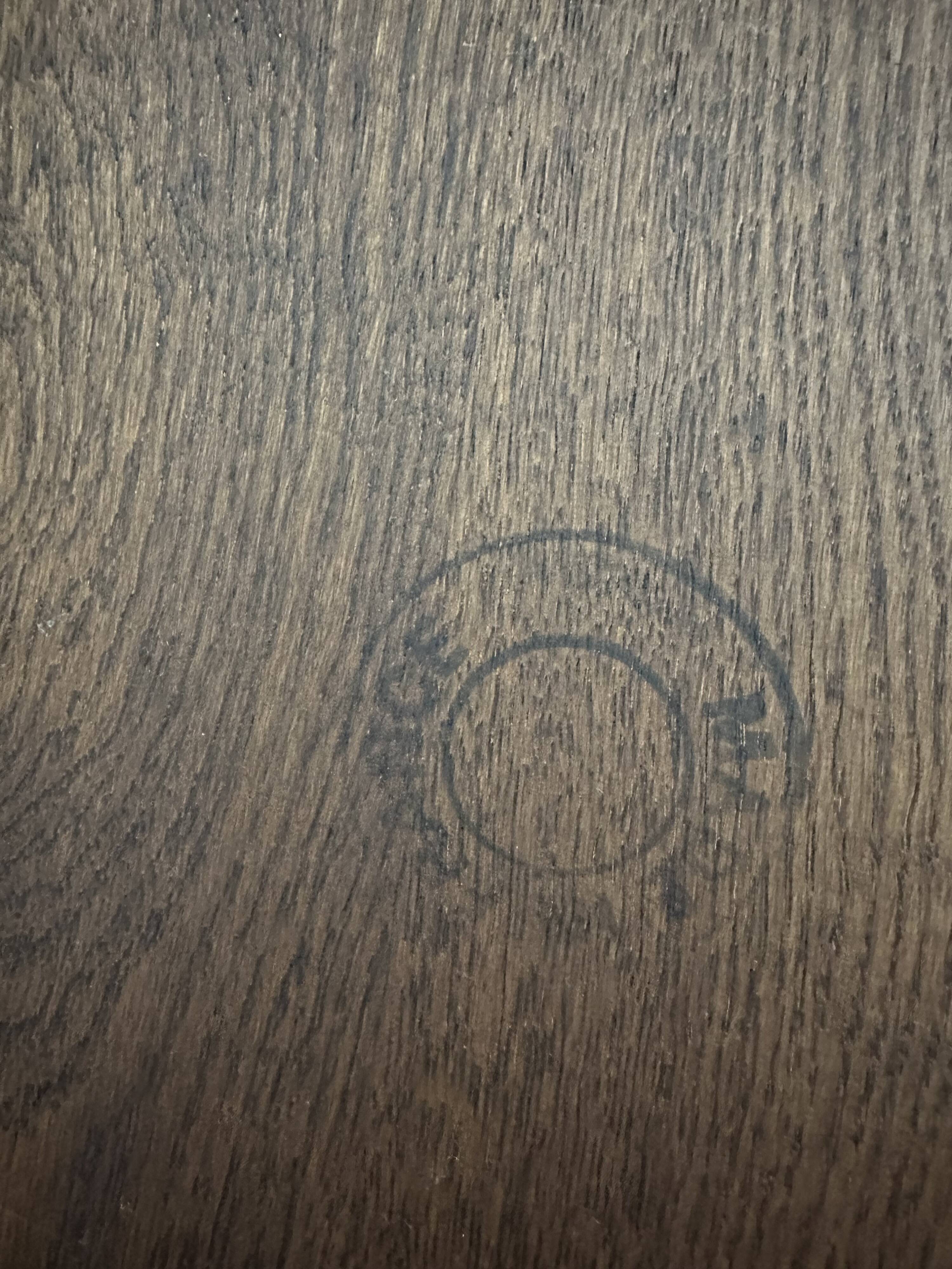 Brutalist solid oak table with 2 extensions from the 1990s.