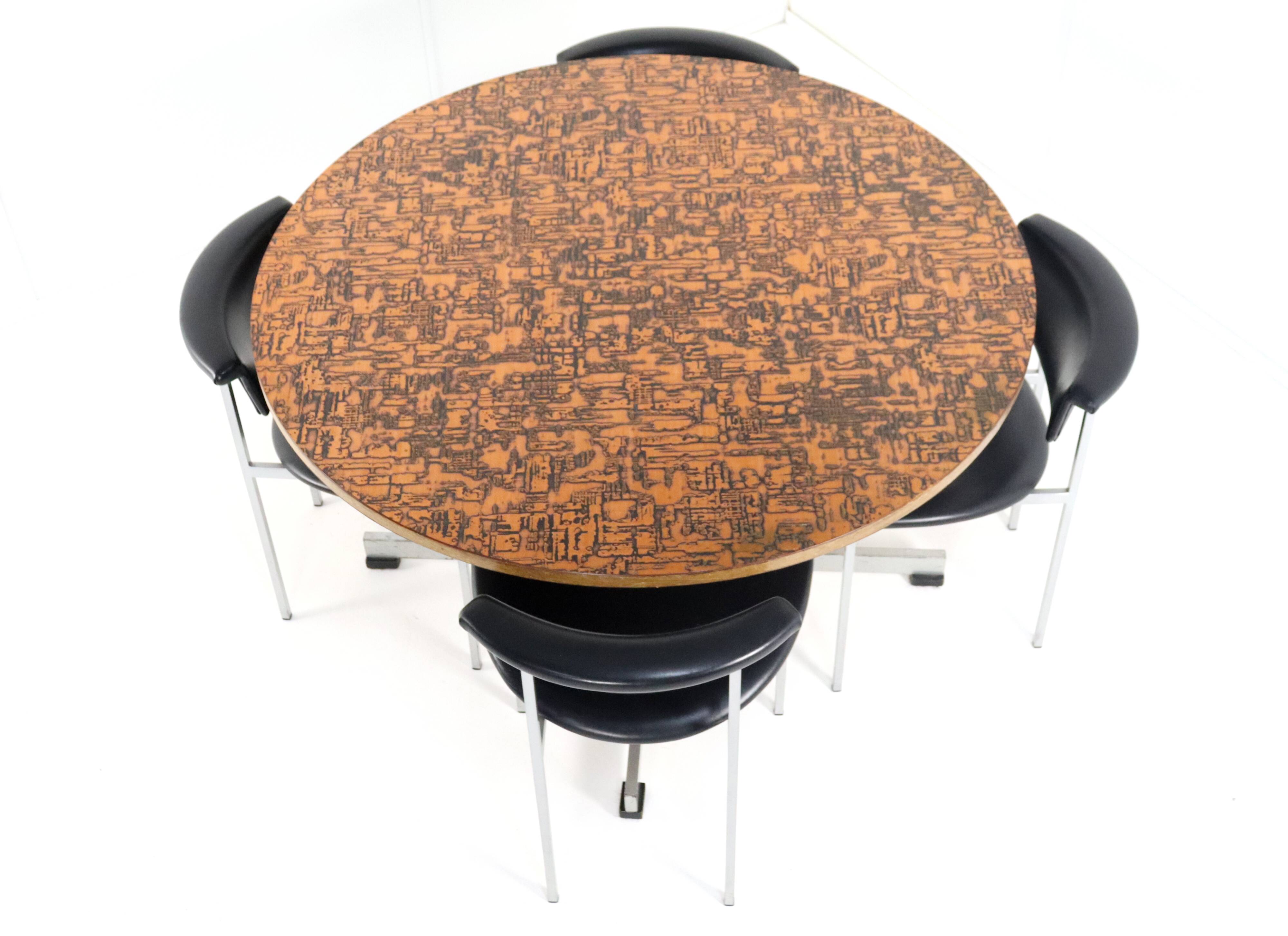 Round copper dining table