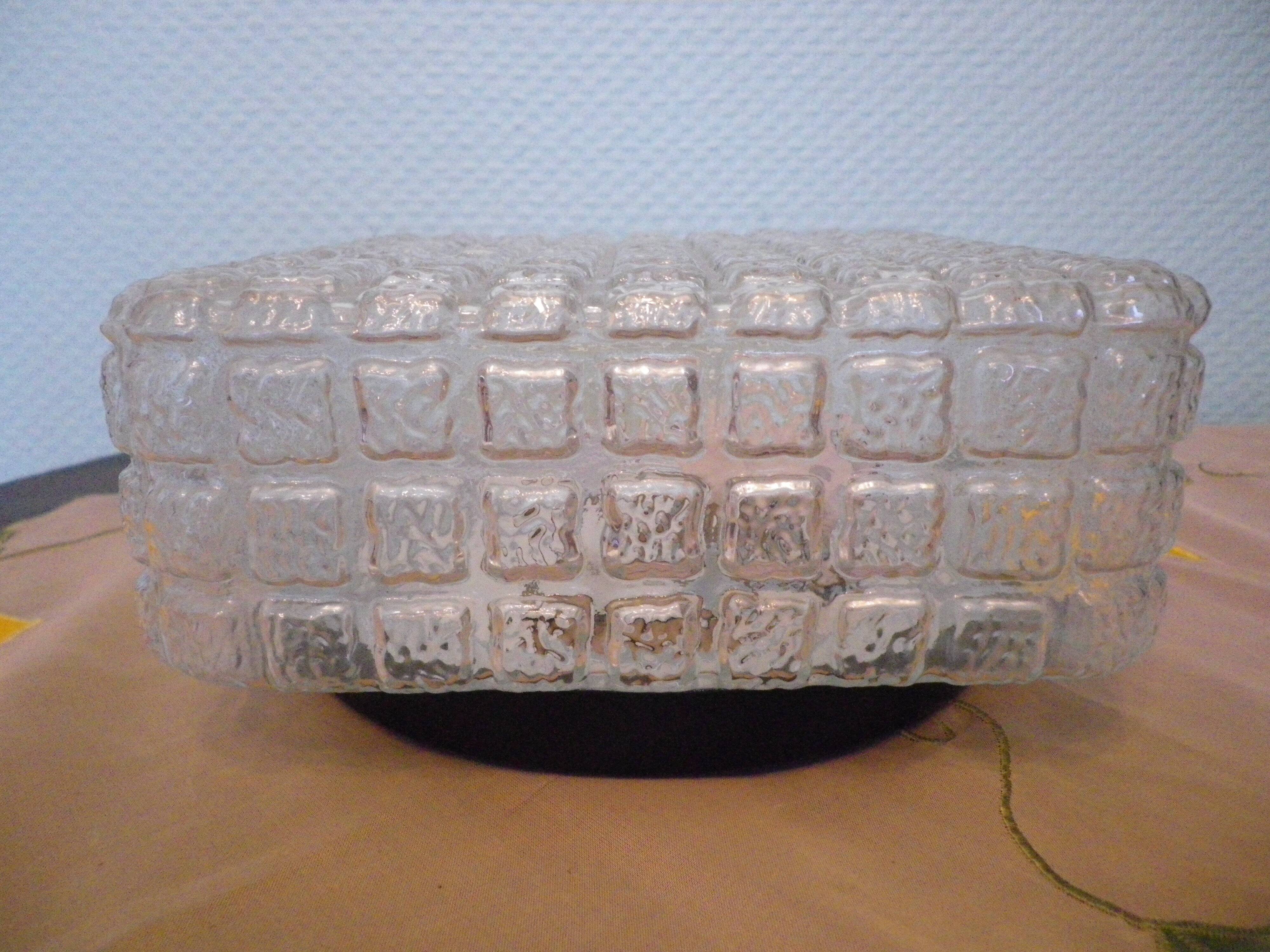 Pressed glass ceiling light, porcelain socket