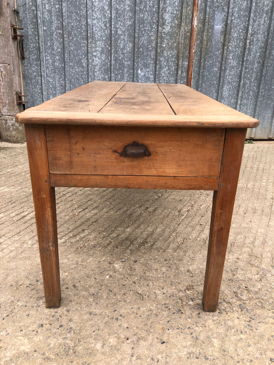 Antique cherry farmhouse table with 3 drawers