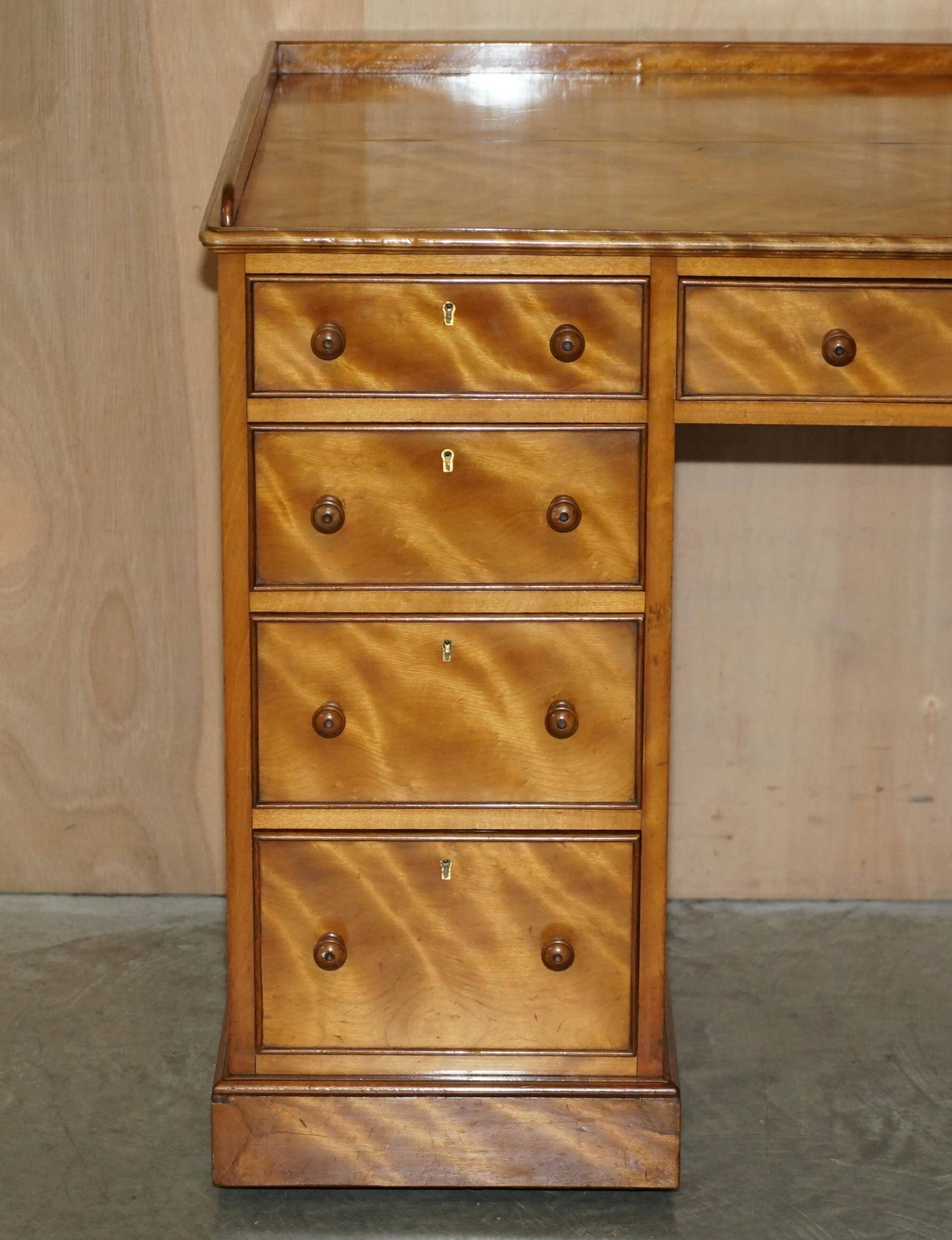 Victorian pedestal desk by Morris & Co circa 1880 in satinwood.