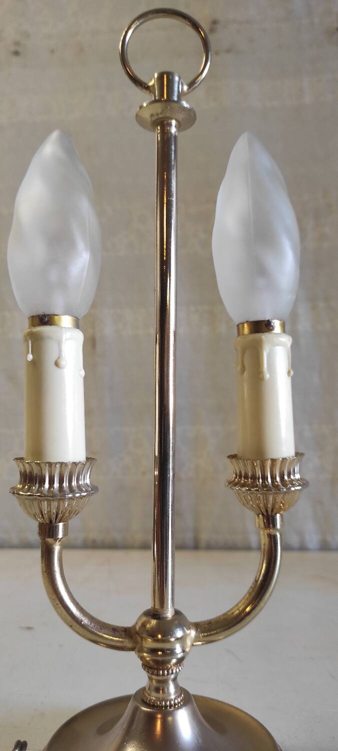 Two-bulb bouillotte lamp in brass and gilded metal - mid 20th century