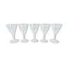 Set of 5 crystal foot glasses conical shape chiseled vintage