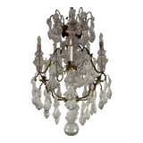 Cage chandelier, molded glass and bronze pendants, circa 1800