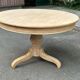 Table à manger ronde extensible rénovée pied central tripode bois 115-205cm