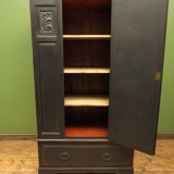 Black painted linen press wardrobe