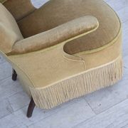 1950s, Danish armchair, furniture velour, ash wood legs.