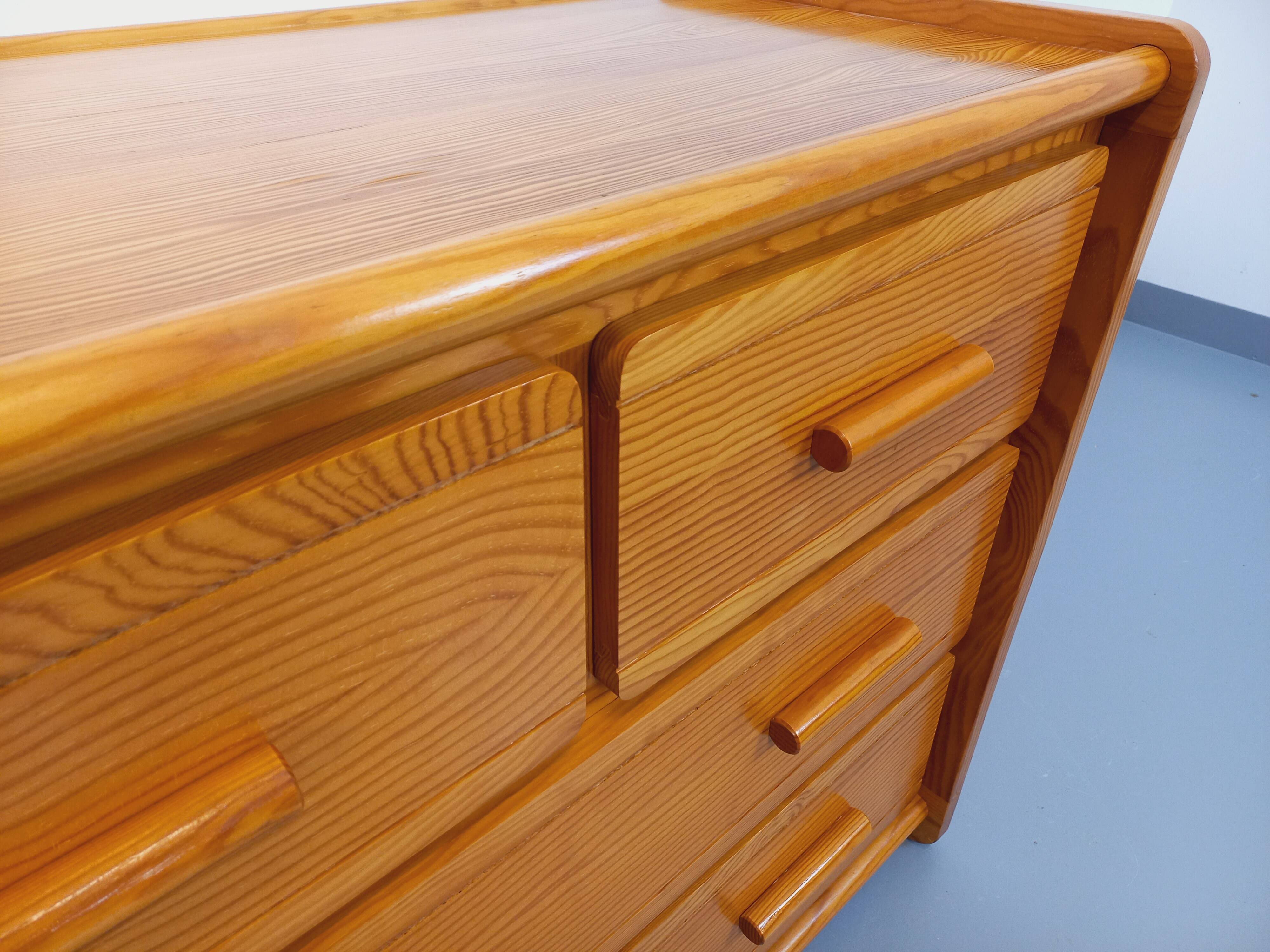 Commode en pin Gautier vintage des années 70 80