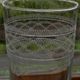 Set of 6 antique crystal champagne flutes. Engraved frieze.
