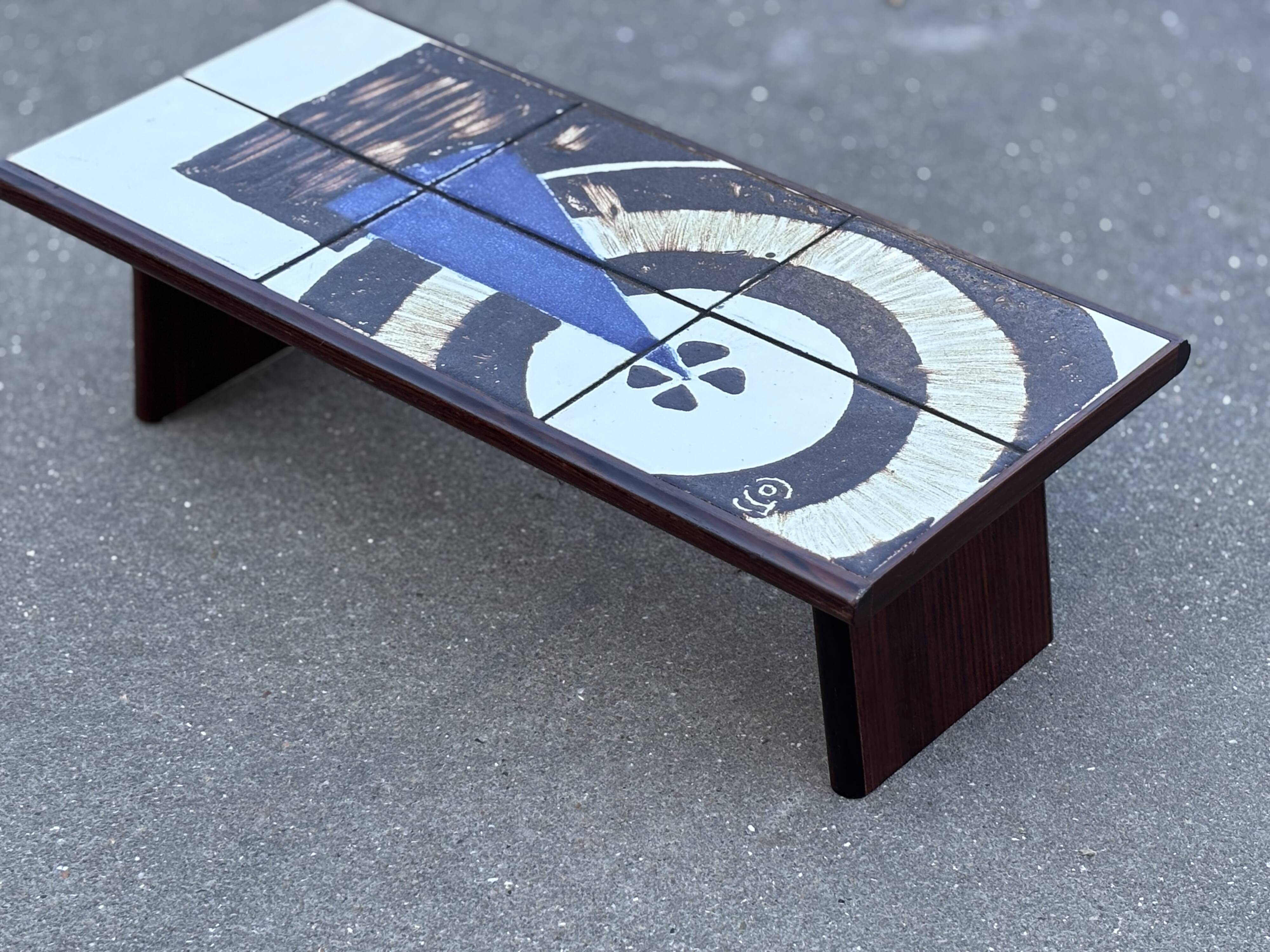 Vintage plant table small side table with rosewood tiles