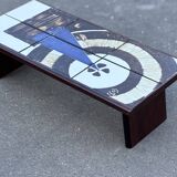 Vintage plant table small side table with rosewood tiles