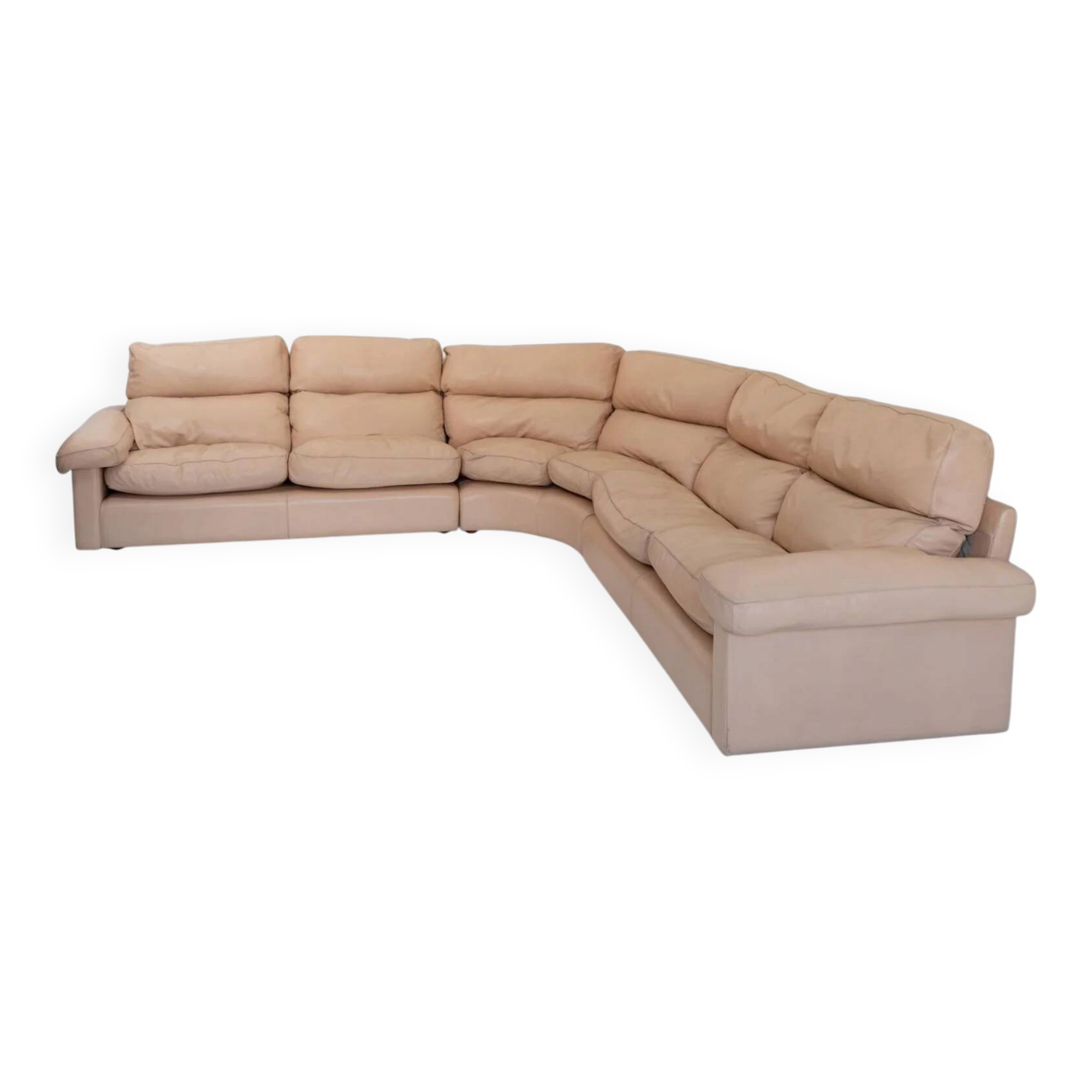 Canapé modulable vintage en cuir des années 1970, couleur blush, par Tito Agnoli pour Poltrona Frau, modèle Petronio, design mid-century, mobilier de luxe