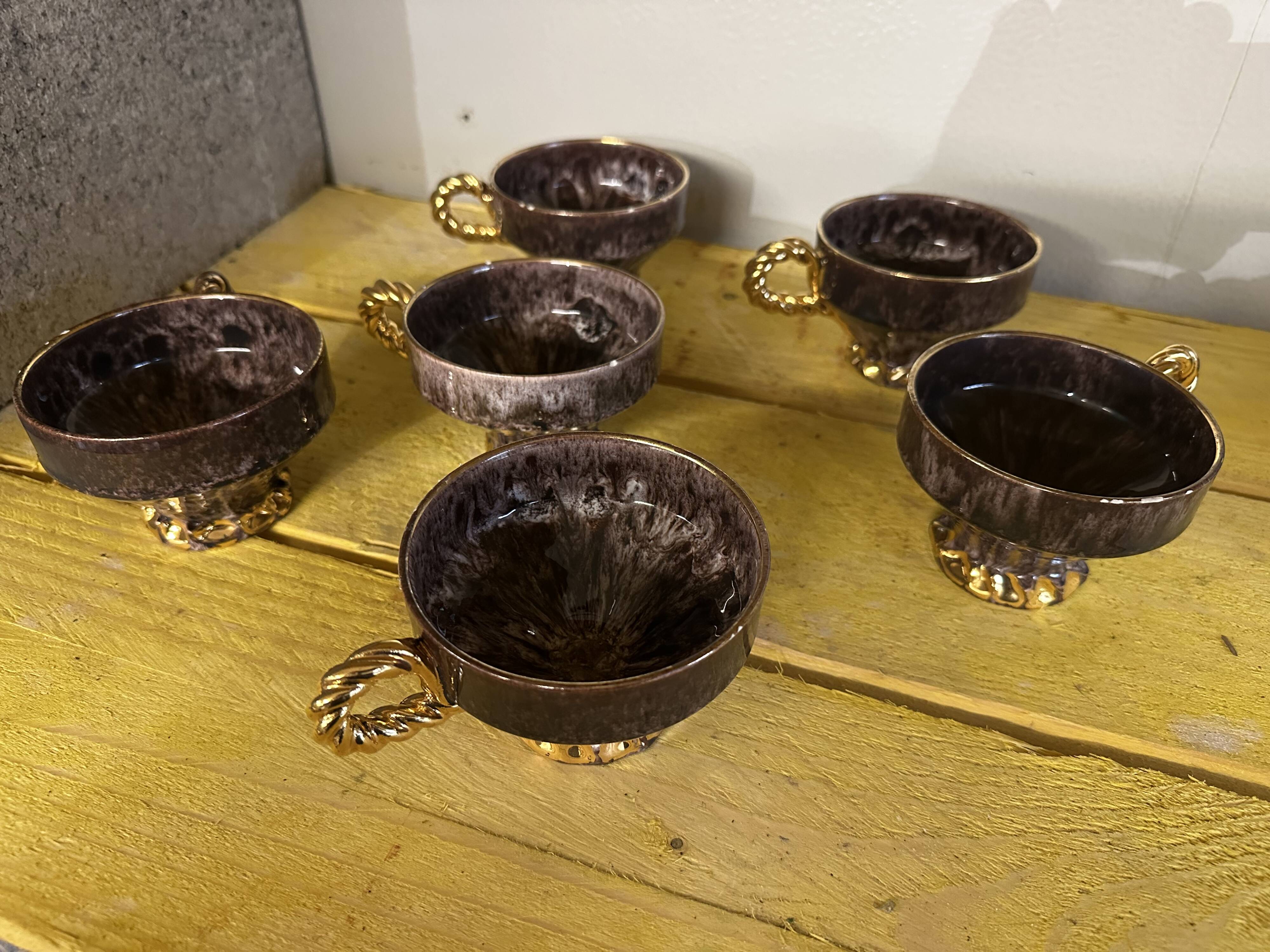 6 Maius-Giuge Vallauris ceramic teacups