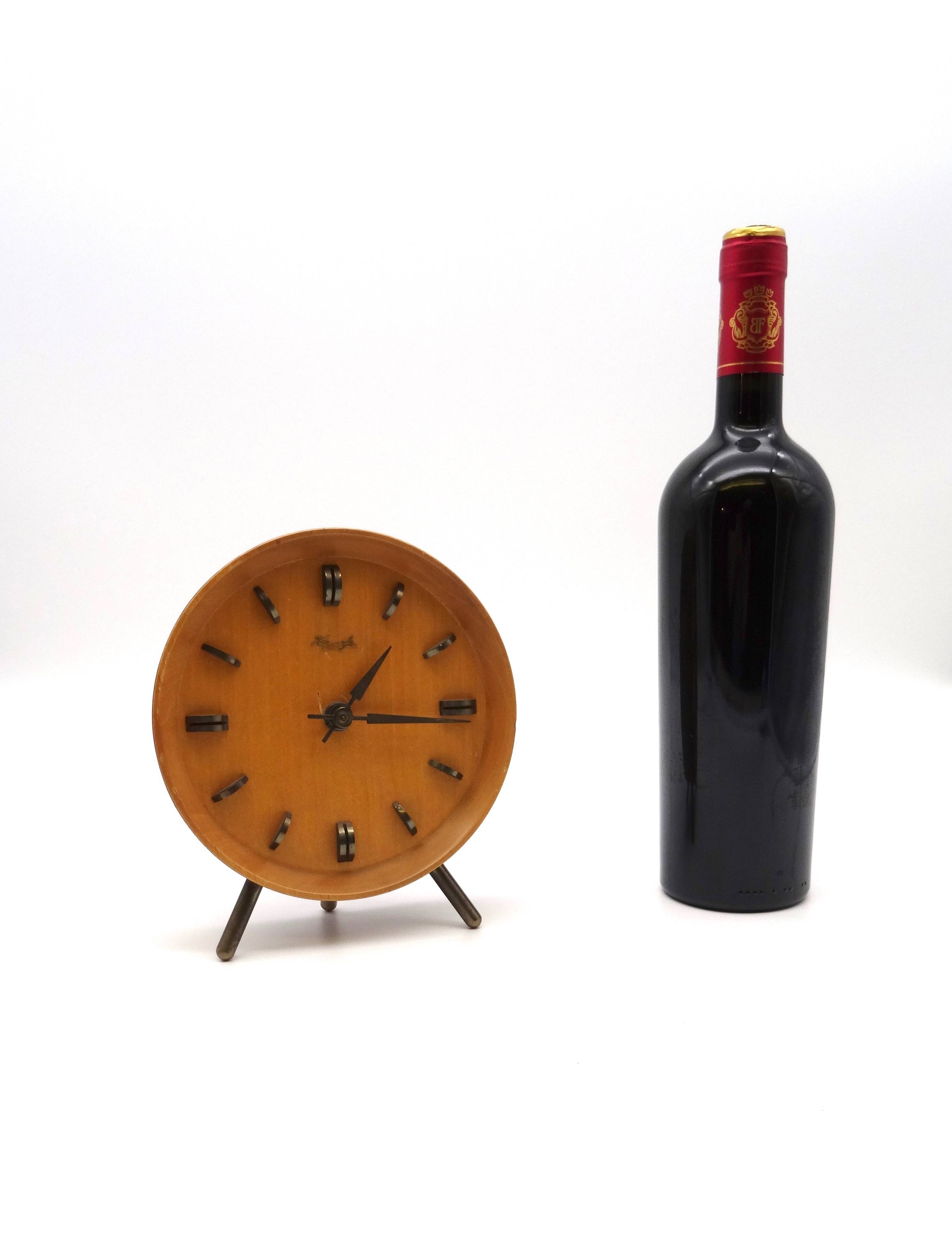 Rare original 60s mid century teak desk table clock by kienzle danish modern