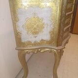 Table chevet 3 tiroirs 1950 -1970 italien bois doré