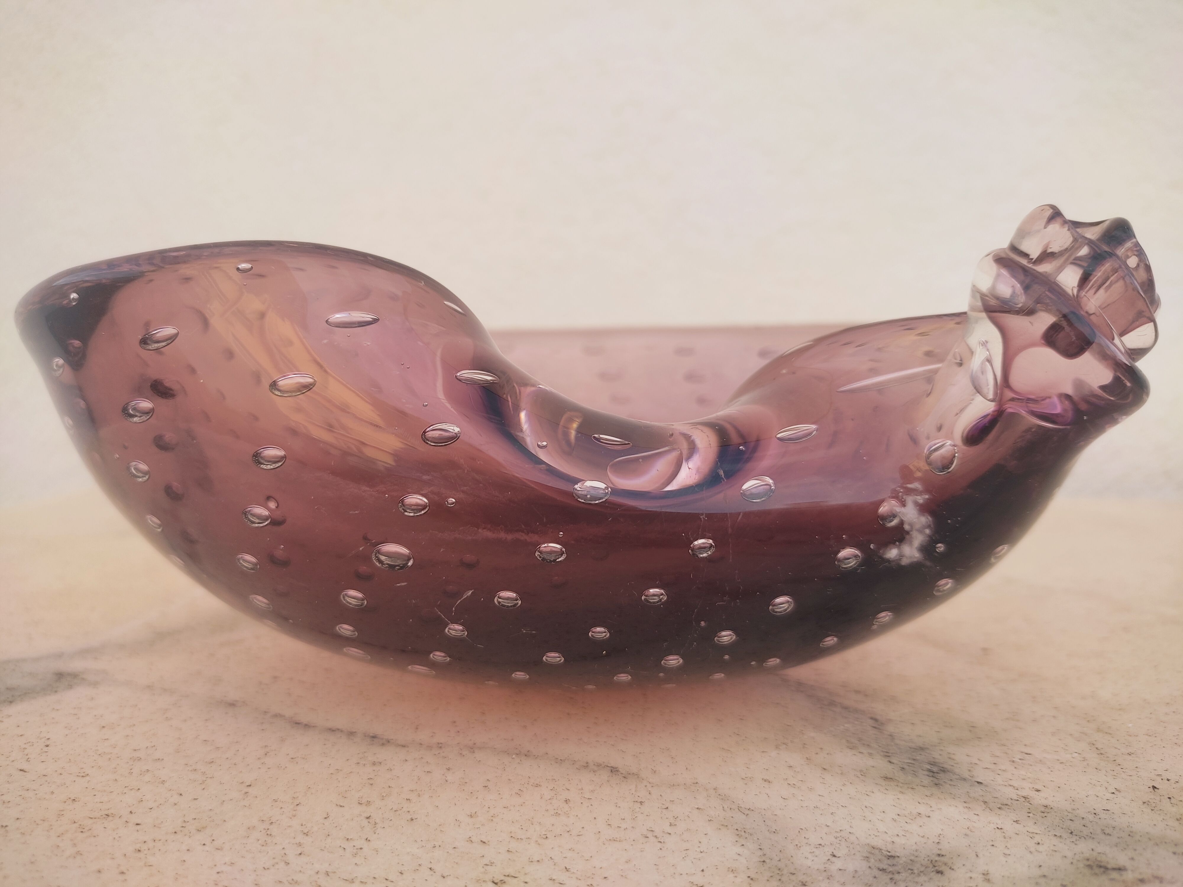 Vacuum amethyst glass pocket by Murano