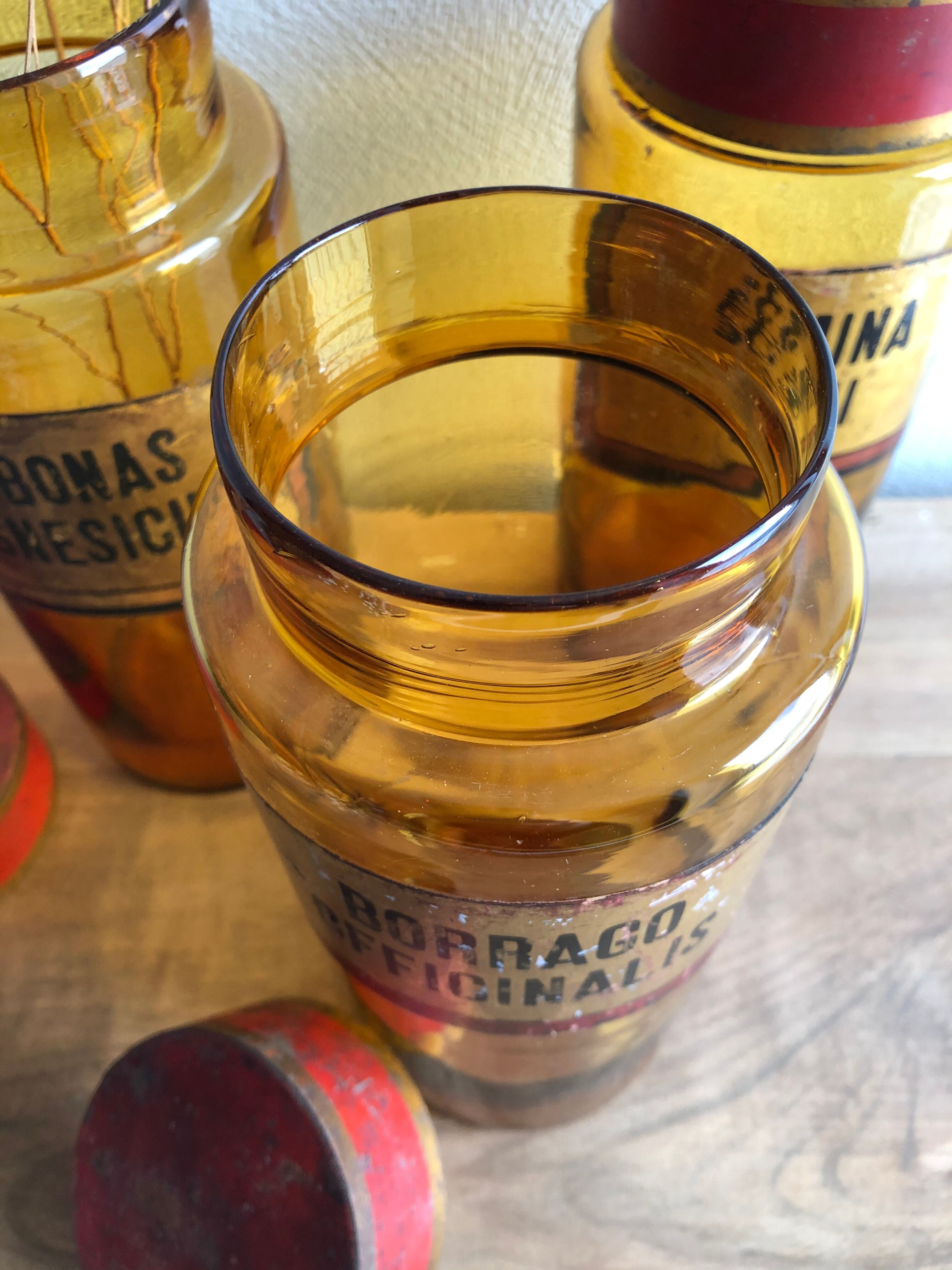 Old pharmacy bottle "Borrago Officinalis" brown glass