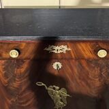 Rare Empire period mahogany secretary with four columns topped with bronze capitals.