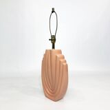 1980s salmon pink ceramic table lamp art deco pastel midcentury golden girls