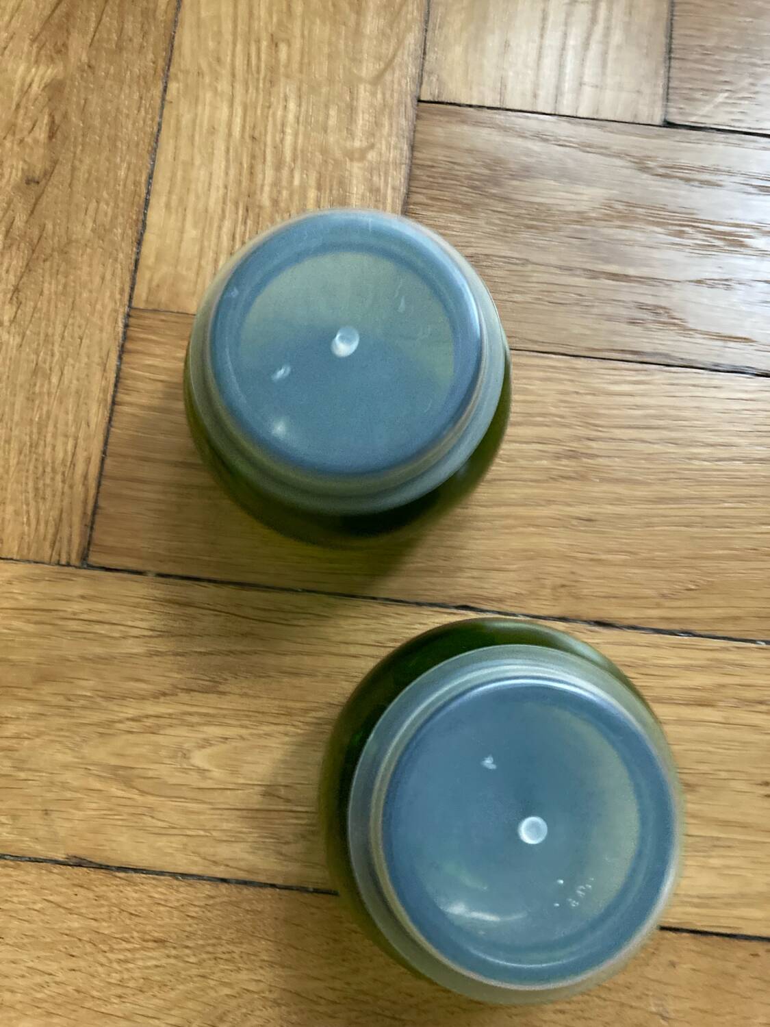 Vintage golden green apothecary jars