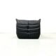 Togo lounge chairs in black leather attributed to Michel Ducaroy for Ligne Roset, set of 2