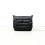 Togo lounge chairs in black leather attributed to Michel Ducaroy for Ligne Roset, set of 2