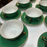 Service 14 cup and saucer in Art Deco Emerald Green and Gold.