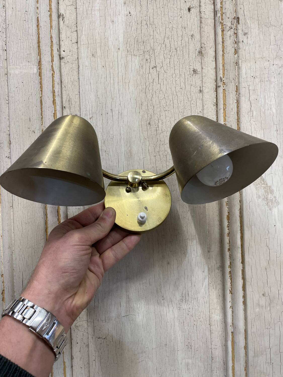 Double brass wall lamp from 1950