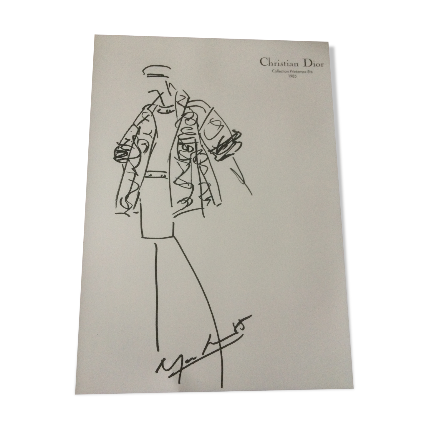 Print fashion illustration Christian Dior spring-summer collection 1985