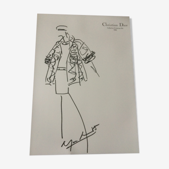 Illustration de mode de presse Christian Dior collection printemps-été 1985