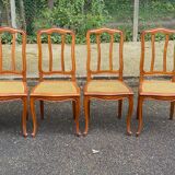 4 Louis XV caned dining chairs from the 20th century.