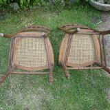 2 chairs wood and canage style Louis XVI