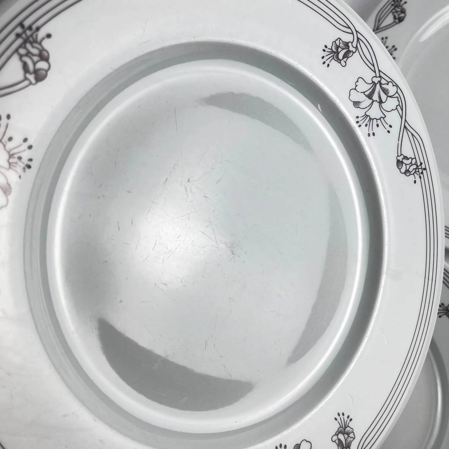 Set de 6 assiettes plates "Elysa", Sarreguemines, 1980-90