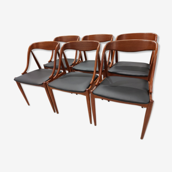 Suite of 6 teak chairs by danish designer Johanes Andersen for Uldum 1960s