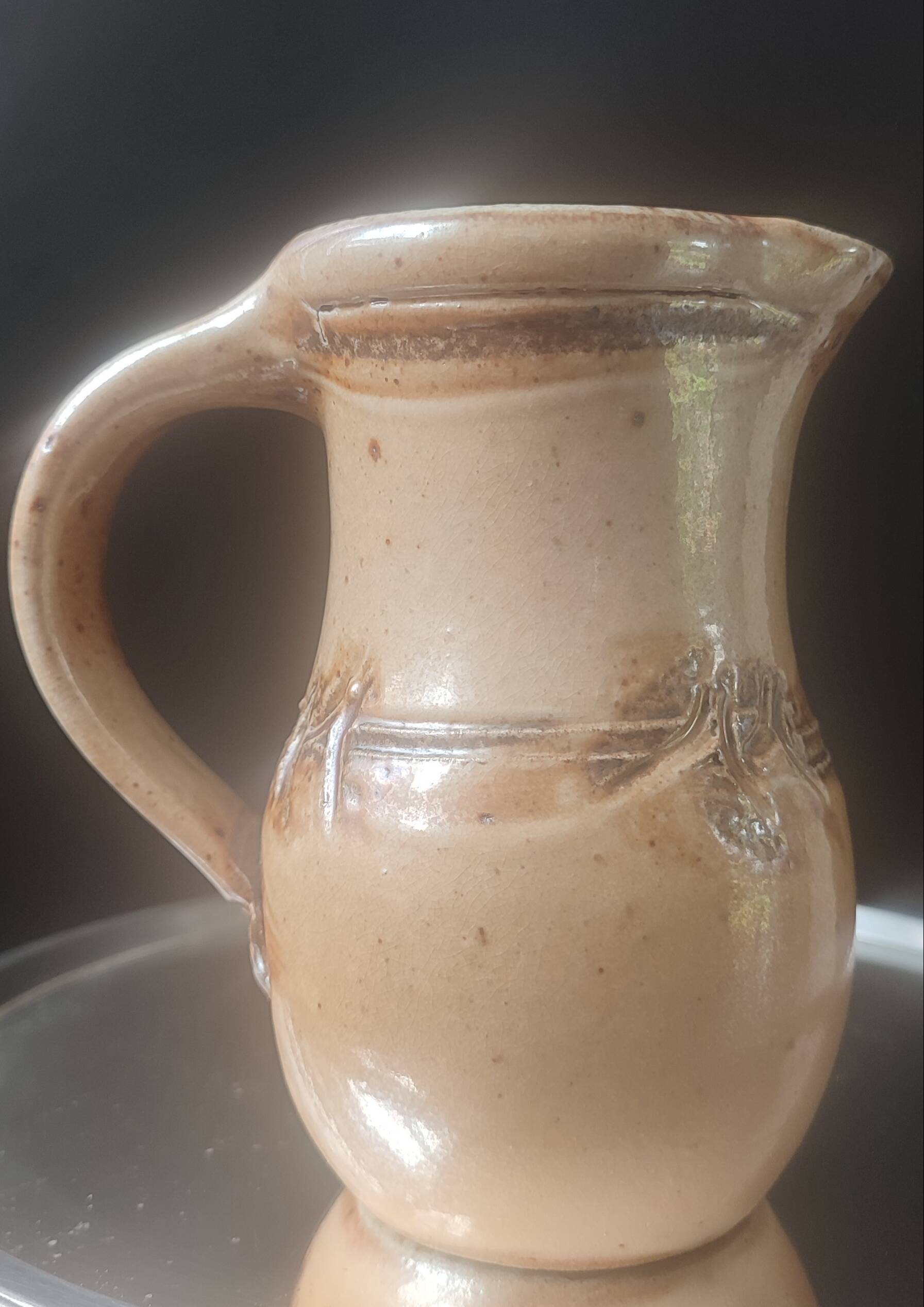 Vintage salt-glazed stoneware jug "le don" (suzy atkins)